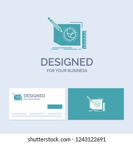 Content, design, frame, page, text Business Logo Glyph Icon Symbol for your business. Turquoise Business Cards with Brand logo template.