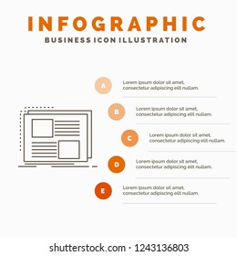 Content, design, frame, page, text Infographics Template for Website and Presentation. Line Gray icon with Orange infographic style vector illustration