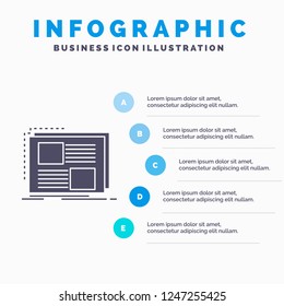 Content, design, frame, page, text Infographics Template for Website and Presentation. GLyph Gray icon with Blue infographic style vector illustration.