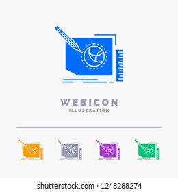 Content, design, frame, page, text 5 Color Glyph Web Icon Template isolated on white. Vector illustration