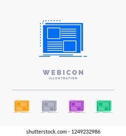Content, design, frame, page, text 5 Color Glyph Web Icon Template isolated on white. Vector illustration