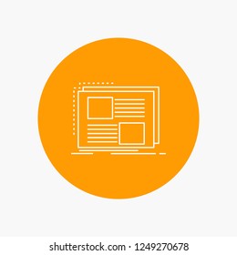 Content, design, frame, page, text White Line Icon in Circle background. vector icon illustration