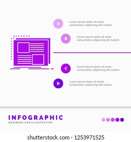 Content, design, frame, page, text Infographics Template for Website and Presentation. GLyph Purple icon infographic style vector illustration.