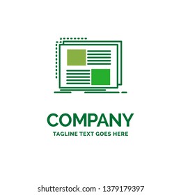 Content, design, frame, page, text Flat Business Logo template. Creative Green Brand Name Design.