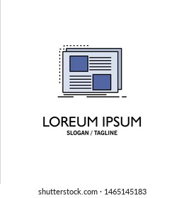 Content, design, frame, page, text Flat Color Icon Vector. Vector Icon Template background