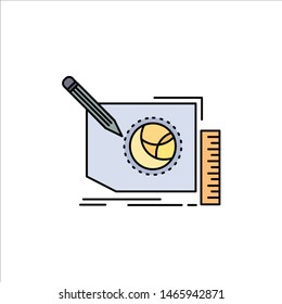 Content, design, frame, page, text Flat Color Icon Vector. Vector Icon Template background