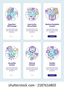 Content design onboarding mobile app screen set. E business walkthrough 3 steps editable graphic instructions with linear concepts. UI, UX, GUI template. Myriad Pro-Bold, Regular fonts used