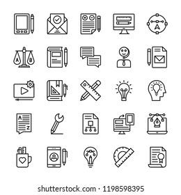 Content Design Production Line Icons 