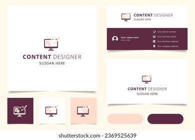 Content designer logo design with editable slogan. Branding book and business card template.