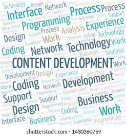 Content Development word cloud. Wordcloud made with text only.