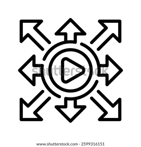 Content Distribution line icon. linear style sign for mobile concept and web design. Outline vector icon. Symbol, logo illustration. Vector graphic