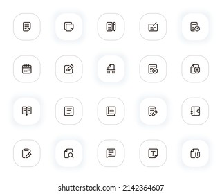 Conjunto de iconos de línea de edición de contenido. Stroke editable. 24x24 Pixel Perfecto.