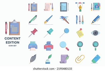 Content editing and editing tools icon set