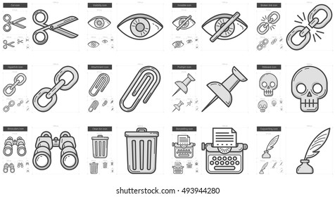 Content Edition vector line icon set isolated on white background. Content Edition line icon set for infographic, website or app. Scalable icon designed on a grid system.