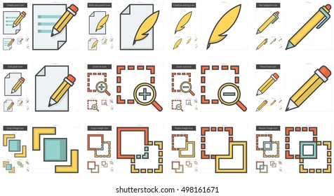 Content Edition vector line icon set isolated on white background. Content Edition line icon set for infographic, website or app. Scalable icon designed on a grid system.