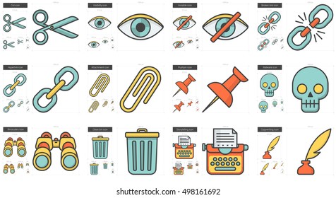 Content Edition vector line icon set isolated on white background. Content Edition line icon set for infographic, website or app. Scalable icon designed on a grid system.