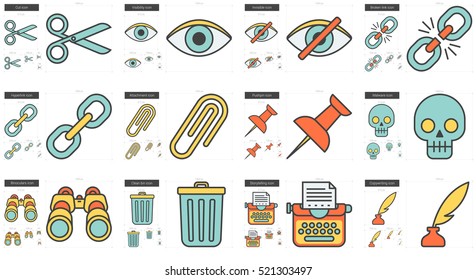Content Edition vector line icon set isolated on white background. Content Edition line icon set for infographic, website or app. Scalable icon designed on a grid system.