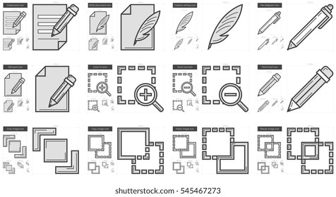 Content Edition vector line icon set isolated on white background. Content Edition line icon set for infographic, website or app. Scalable icon designed on a grid system.