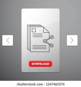 content, files, sharing, share, document Line Icon in Carousal Pagination Slider Design & Red Download Button