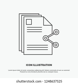 content, files, sharing, share, document Icon. Line vector gray symbol for UI and UX, website or mobile application