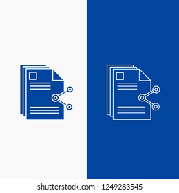 content, files, sharing, share, document Line and Glyph web Button in Blue color Vertical Banner for UI and UX, website or mobile application