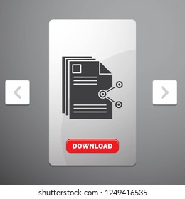 content, files, sharing, share, document Glyph Icon in Carousal Pagination Slider Design & Red Download Button