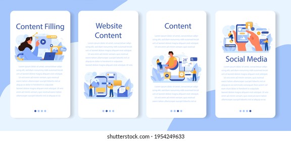 Content-füllende mobile Applikationsbanner-Set. Reaktionsfähigkeit