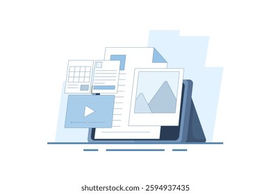 Content Format Concept for web, Content marketing strategy, Website content, Online documents, Content development for digital marketing. Vector illustration.