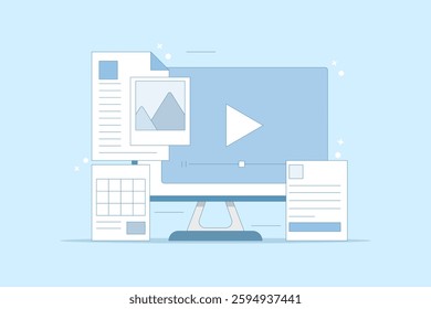 Content Format Concept for web, Content marketing strategy, Website content, Online documents, Content development for digital marketing. Vector illustration.