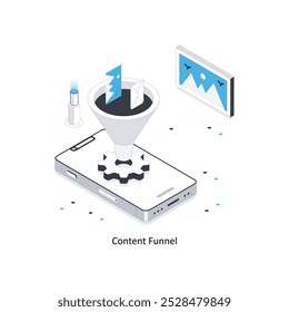Content Funnel isometric stock illustration. EPS File stock illustration