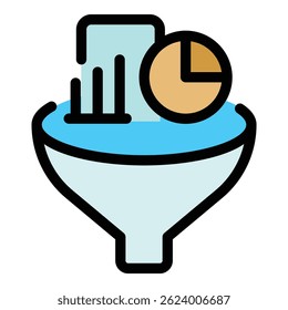 Ícone de funil de conteúdo. Contornar Conteúdo ícone do vetor de funil para web design isolado em fundo branco de cor plana