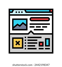 análisis de brecha de contenido seo icono de color vector. análisis de brecha de contenido seo signo. ilustración de símbolo aislado
