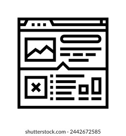 análisis de brecha de contenido seo línea icono vector. análisis de brecha de contenido seo signo. símbolo de contorno aislado ilustración negra