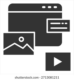 Ilustración vectorial de icono de glifo de contenido