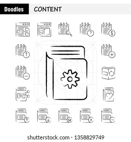 Content Hand Drawn Icon Pack For Designers And Developers. Icons Of Web, Content, Detail, Web, Book, Content, Calendar, Date, Vector