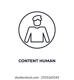 content human outline icon. Linear vector from feelings concept. Thin line content human icon isolated on white background