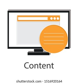 Content icon concept on white back ground. Business storytelling creative idea design. Flat vector illustration use for you mobile app.