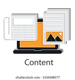 Content icon concept on white background. Creative idea design for decoration template, web page, brochure, presentation. Flat vector illustration use for your project.