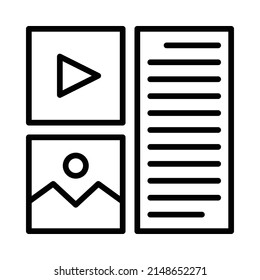 Content Icon. Line Art Style Design Isolated On White Background