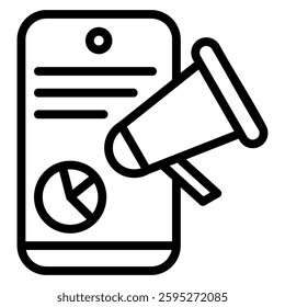 content icon in line style. This icon related with broadcast, news, report and more.