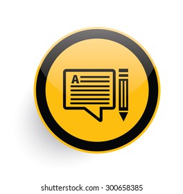 Content icon on yellow button background,clean vector