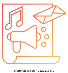 Content icon represented by Content symbol gradient style.