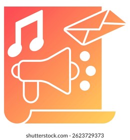 Content icon represented by Content symbol gradient style.