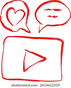 content icon in scribble style. red line scribble icon