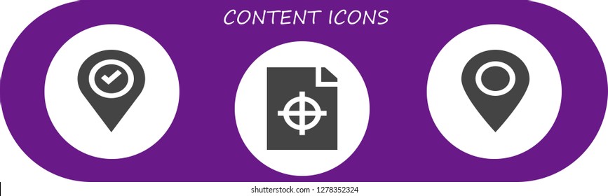  content icon set. 3 filled content icons. Simple modern icons about  - Placeholder, Printing test