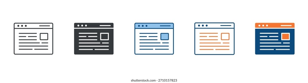 Conjunto de iconos de contenido Colección de estilos múltiples