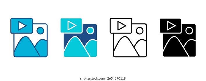 Content Icon Set With Multiple Styles. Vector Illustration
