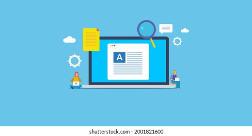 Content idea, digital creator, content writing, Website content, Blogging - conceptual flat design vector illustration with icons