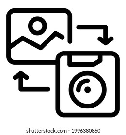 Icono de filtro de imágenes de contenido. Icono de vector de filtro de imagen de contenido de esquema para diseño web aislado en fondo blanco