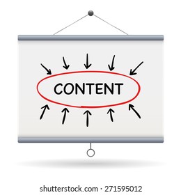 content keyword on projector screen  illustration design over a white background